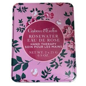 Crabtree & Evelyn Hand‎ Therapy Cream Rosewater Gift Tin Travel Size 0.9oz Set 2